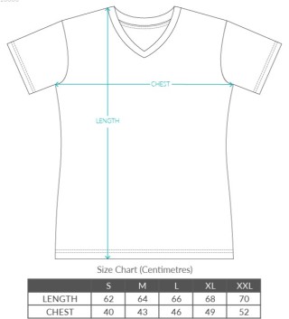 VCCNZ Imperial Women's V-Neck T-Shirt:Size Chart